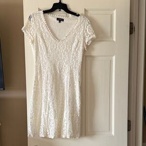 Sequin Hearts Ivory Lace Trim Dress